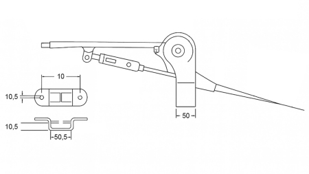 LEVA DI TRAINO PER IL FRENO A MANO DEL RIMORCHIO COMPLETA DI CAVO IN ACCIAIO DI 2,3 METRI