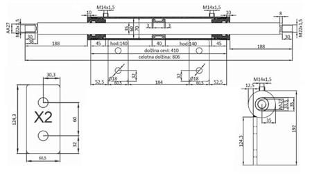 KORMÁNY HENGER KÉTOLDALÚ 60/35-250