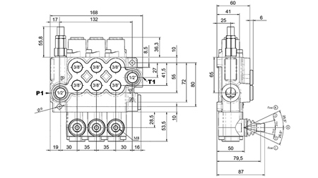 MANUALE VALVOLA IDRAULICA MONOBLOCCO 3xZ50