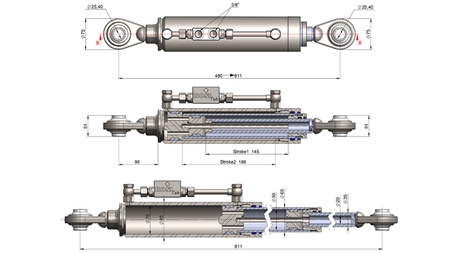 TELESZKÓPOS HIDRAULIKUS FÜGGESZTŐKAR STANDARD - CAT. 2 (45-95 HP) - 480-811 mm (25,4/25,4 mm)