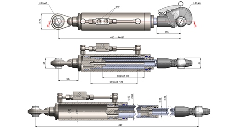 TELESZKÓPOS HIDRAULIKUS FÜGGESZTŐKAR AUTOMATIKUS - CAT. 2 (45-95 HP) - 480-697 mm (25,4 mm)