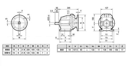 ERC02 REDUKTOR FÖR ELEKTRISK MOTOR MS80 (1.1-1.5kW) FÖRDELNING 24:1