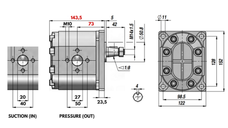 HYDRAULIK PUMPE GR.3 43 CC RECHTS - FLANSCH