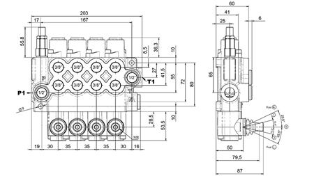 MANUALE VALVOLA IDRAULICA MONOBLOCCO 4xZ50