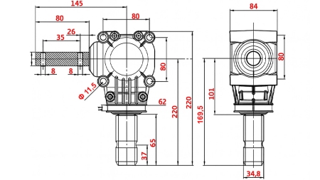 RIDUTTORE AD INCLINAZIONE L-150J 1:1 (12HP-9KW)