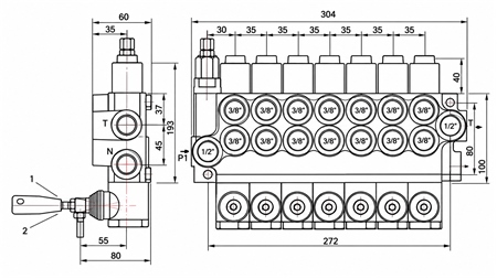 MANUALE VALVOLA IDRAULICA MONOBLOCCO 7xZ50