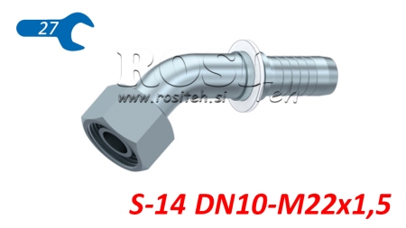 HYDRAULICKÁ PRÍPOJKA DKOS 14 S SAMICA KOLENO 45° DN10–M22×1,5