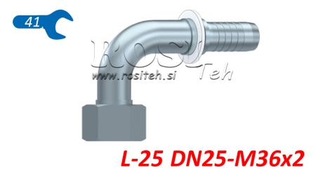 POŁĄCZENIE HYDRAULICZNE DKOL 25 L Z ŁUKIEM ŻEŃSKIM 90 DN25-M36X2