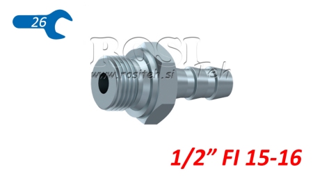 HYDRAULICKÁ PRÍPOJKA SAMEC 1/2 PRE GUMENÚ HADICU Ø15–16