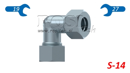 HÜDRAULILINE 90° PÕLV S-14 MUTRIGA