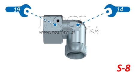 COUDE HYDRAULIQUE 90° S-8 AVEC ÉCROU TOURNANT M16X1,5
