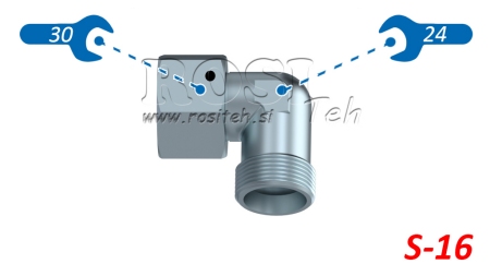 CODO HIDRÁULICO 90° S-16 CON TUERCA GIRATORIA M24X1,5