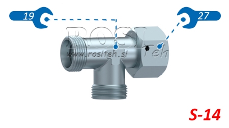 RACCORD EN T HYDRAULIQUE S-14 AVEC ÉCROU TOURNANT LATÉRAL M22X1,5