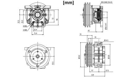 EL. MAGNETISCHE KOPPELING 12V VOOR POMP GR.2 afmetingen