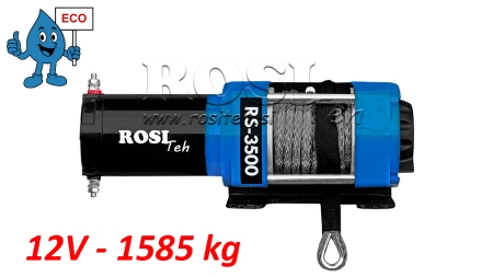 12 V ELEKTRISK SPIL RS-3500 - 1585 kg - SYNTETISK REB - ECO