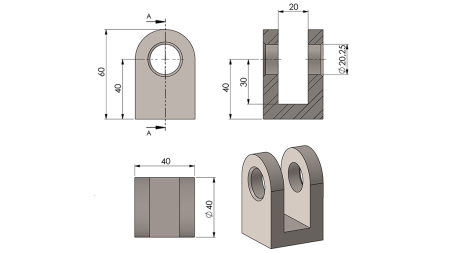 GAFFEL VOOR CILINDERSTANG 40MM - FI20