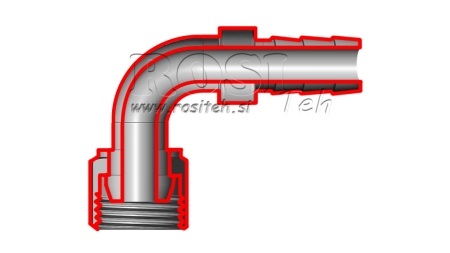 HYDRAULICZNE ŻEŃSKIE ZŁĄCZE 1 ŁUK 90° DO WĘŻA GUMOWEGO Φ 19-20