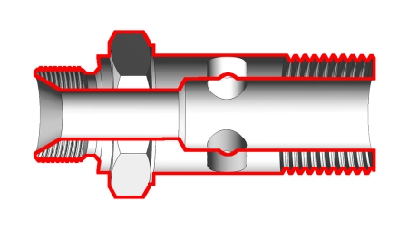 HYDRAULICKÝ BANJO ŠROUB BSP 3/8 S PRODLOUŽENÝM ZÁVITEM BSP 1/4