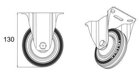 RUOTA 100mm CON BASE FISSA
