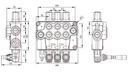 MANUALE VALVOLA IDRAULICA MONOBLOCCO 3xP120
