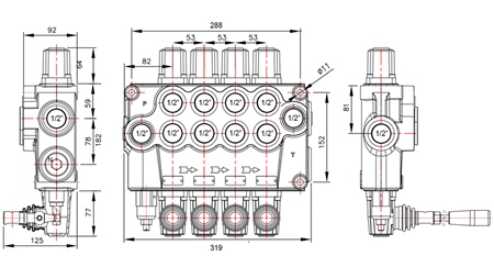 MANUALE VALVOLA IDRAULICA MONOBLOCCO 4xP120