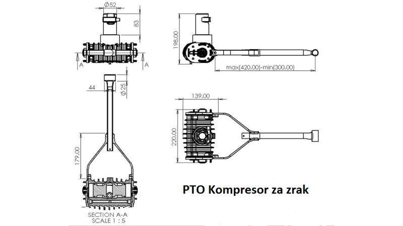 dimensions du compresseur de tracteur