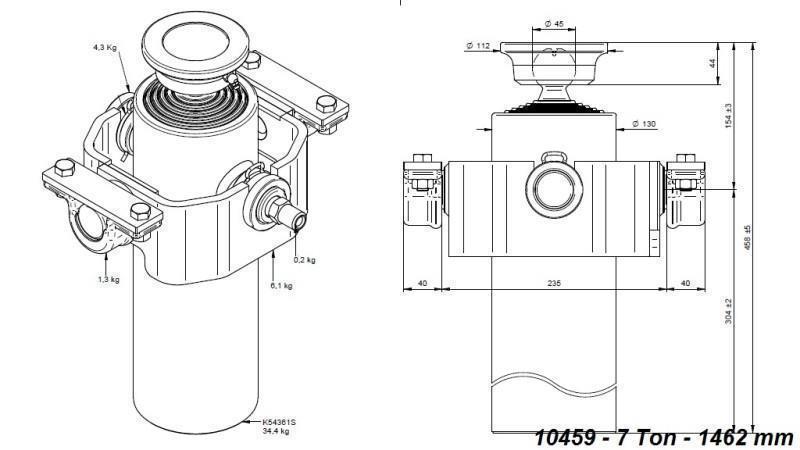 TELESCOPISCHE CYLINDER COMPACT 5 FASES 1462mm x125 -BAL