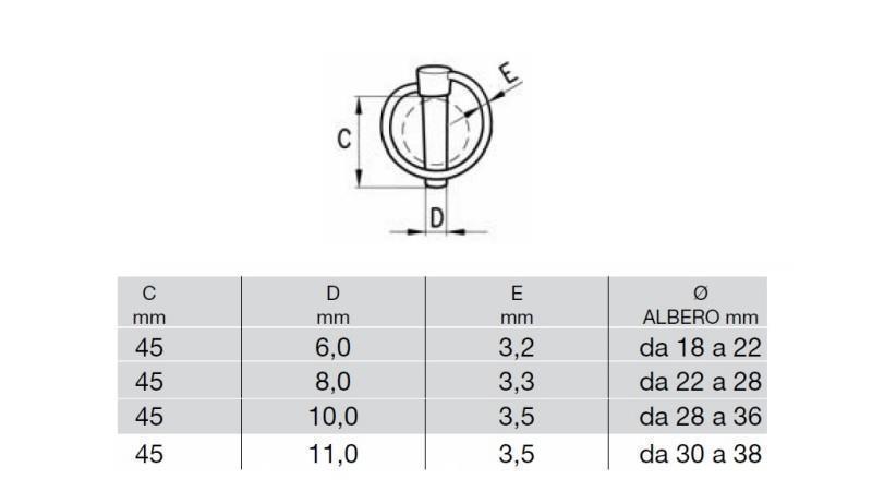BEZPEČNOSTNÍ KULATÝ KLIP 10 mm (6 KS) - rozměry