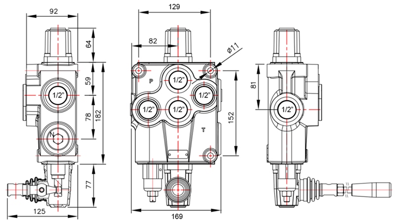 MANUALE VALVOLA IDRAULICA MONOBLOCCO 1xP120