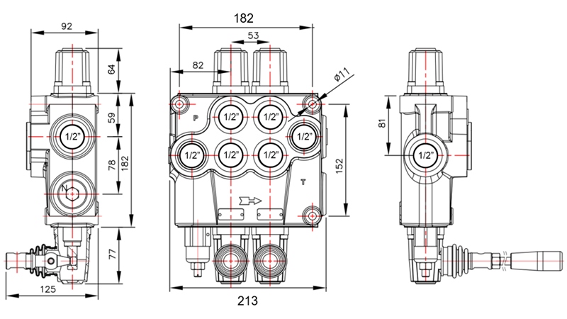 MANUALE VALVOLA IDRAULICA MONOBLOCCO 2xP120