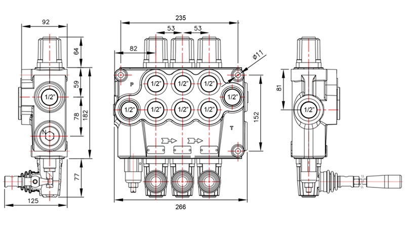 MANUALE VALVOLA IDRAULICA MONOBLOCCO 3xP120