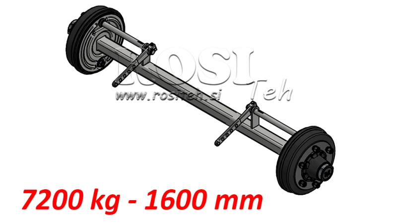 AS VOOR AANHANGER 7200 KG MET REMMEN (1600 MM)