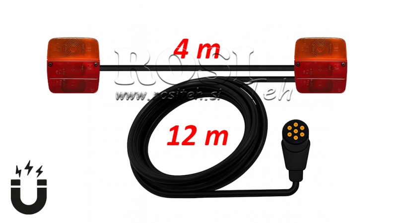 SET DI LUCI MAGNETICHE CON CAVO 12M+4M