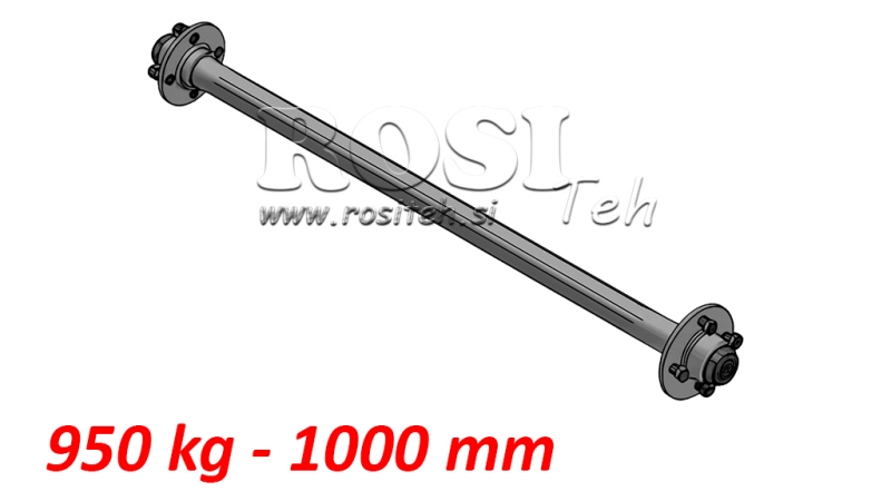 OSOVINA ZA PRIKOLICU 950 kg BEZ KOČNICA (1000 mm)