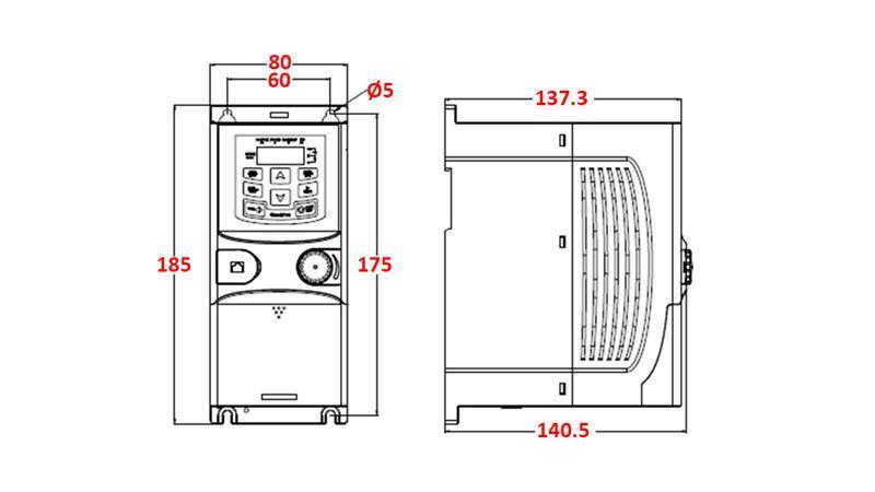DAŽNIO KEITIKLIS-INVERTERIS 3Fazė 1.5kW GD20-1R5G-4-EU