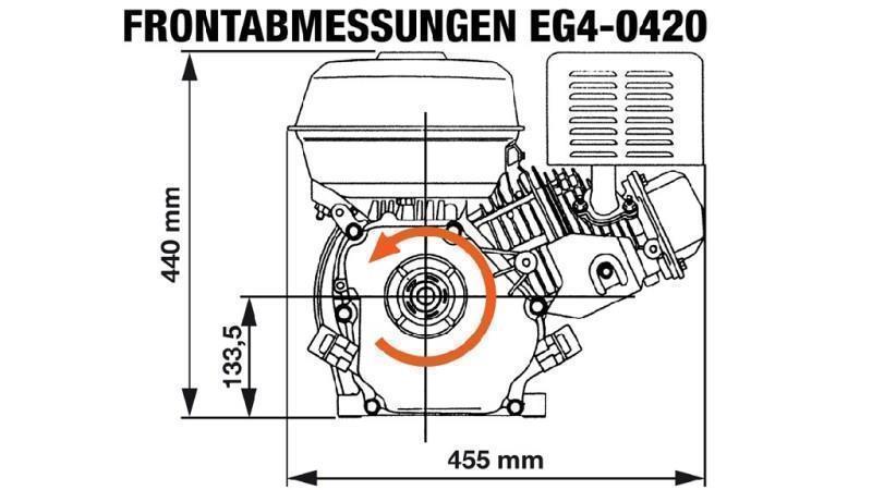 bensiini moottori EG4-420cc-9.6kW-13.1HP-3,600 RPM-H-KW25x88.5-käsikäynnistys
