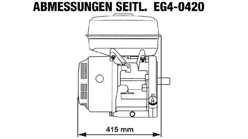 gasoline engine EG4-420cc-9,6kW-13,1HP-3.600rpm-H-KW25x88.5-hand start