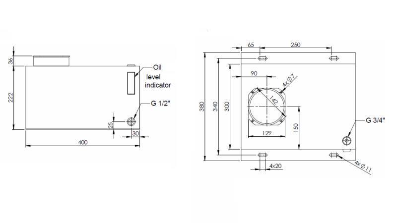 REZERVOAR KOVINSKI BOX PP 25 LITER HORZONTAL-VERTICAL-dimenzije