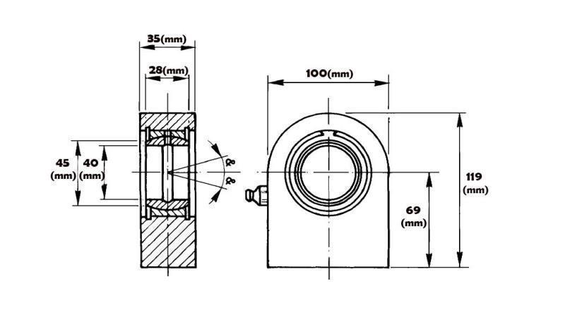 cuscinetto piatto saldato con lubrificazione fi 40/100