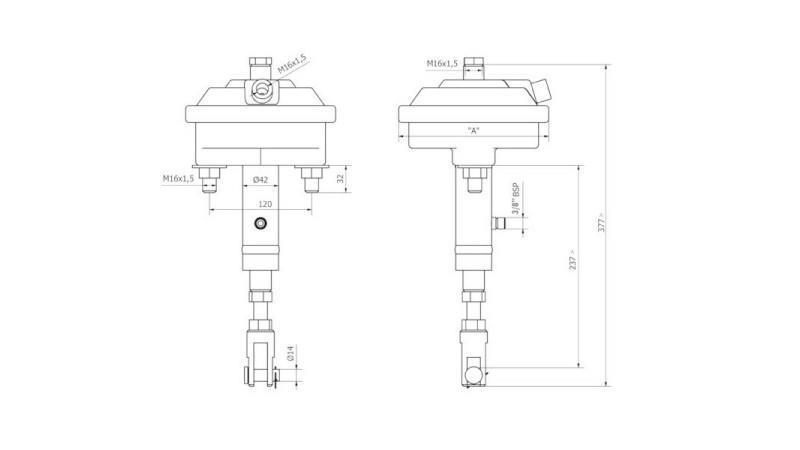 Abmessungen BREMSZYLINDER HYDRAULISCH UND PNEUMATISCH