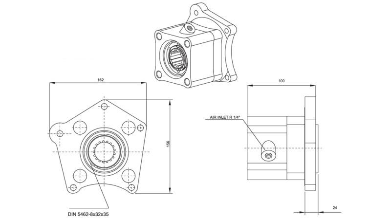 NEBENANTRIEB FÜR HYDRAULIKPUMPE MERCEDES 352-1