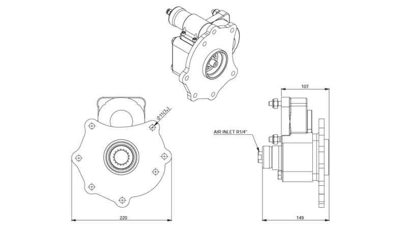 DIMENSIJAS IZLAIDE HIDROSTŪRĒŠANAS SŪKNIM - MERCEDES ATEGO-2 - 7 CAURUMI