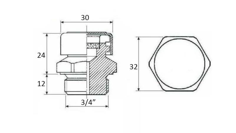 HYDRAULIC BREATHER CAP PTO  3/4