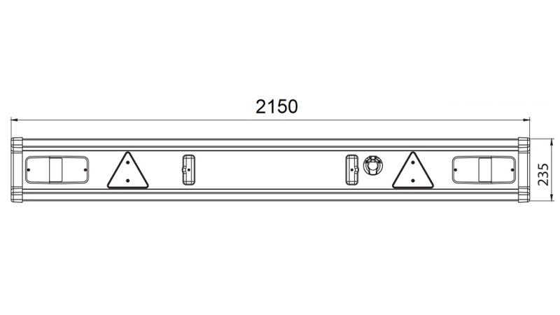 ANHÄNGERSTOßSTANGE TÜV-MODELL MIT LICHTERN 2150mm
