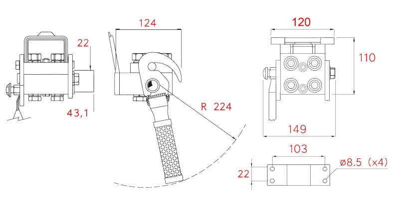 MULTI-FASTER LIITIN 3-TAPAINEN BSP 1/4 LIIKKUVA OSA (YKSI VIPU)