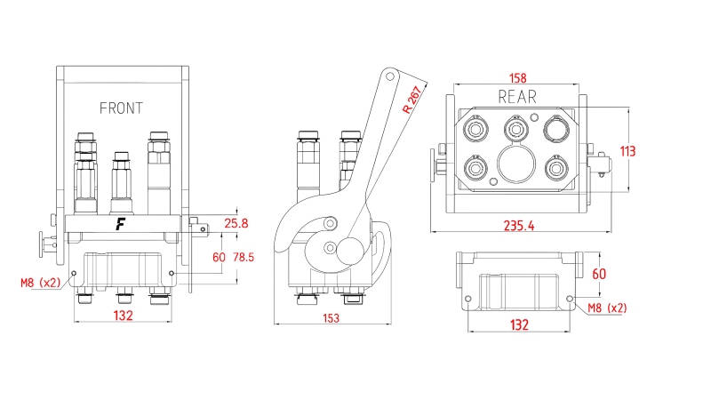 MULTI-FASTER KOPPLING 3PLK 5VÄGS BSP 3×3/8 2×9/16 MOBIL DEL