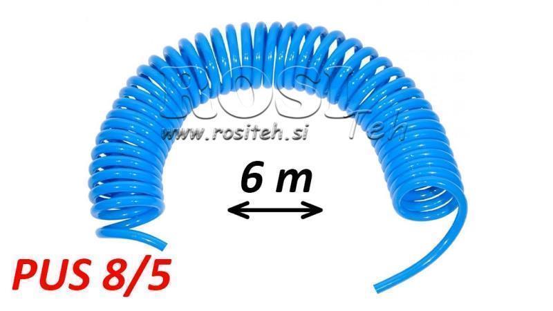 PUS 8/5 6m UNCOATED BLUE AIR HOSE SPIRAL