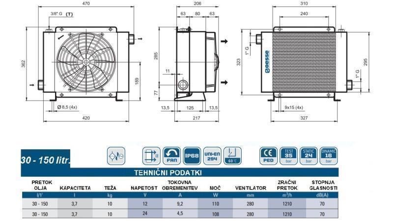 CHLADIČ OLEJA DC 24V HY02404 30-150 LIT