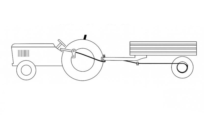 PULL LEVER FOR TRAILER HAND BRAKE SET WITH CABLE 2.3M