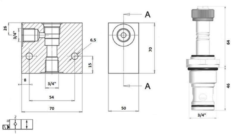 2 ÍRÁNYU SZELEP 3/4 (NC) 12V - 120lit